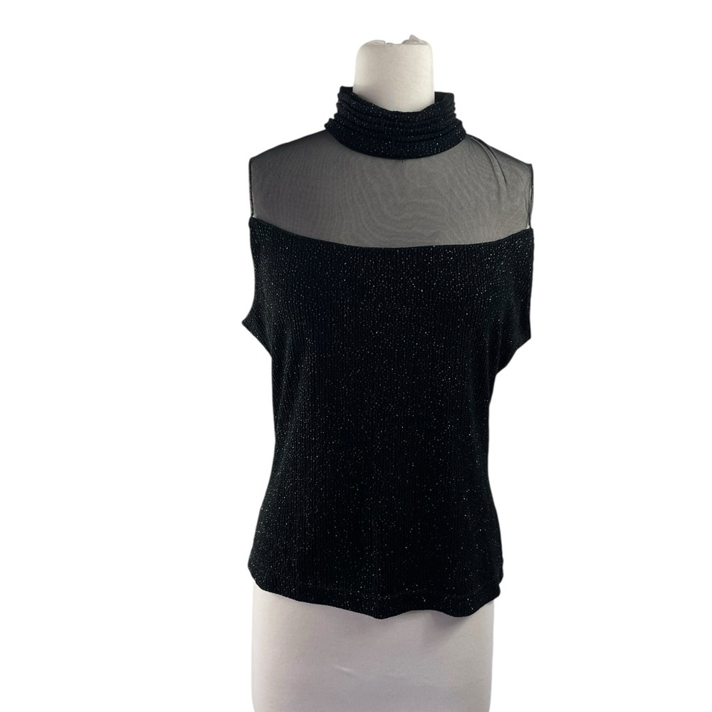 Jeffery & Dara Evenings, Sleeveless Black Mesh Top, Size 12